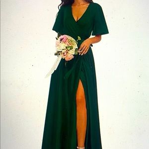 Stunning Emerald Satin Evening Gown - Brand New!
